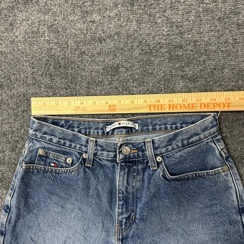 Tommy Hilfiger Denim Shorts Womens Size 6 Blue Cotton Lemon Raw Frayed Hem